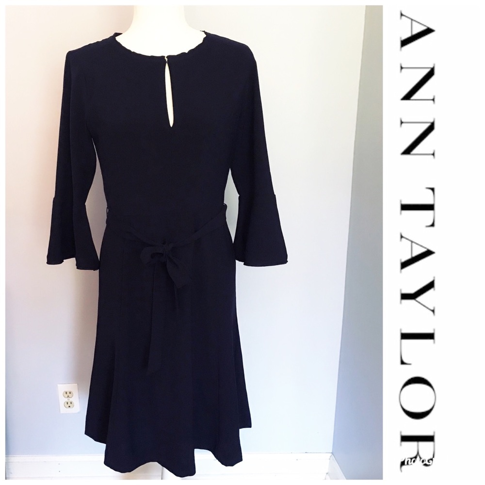 Ann Taylor navy blue flare dress.